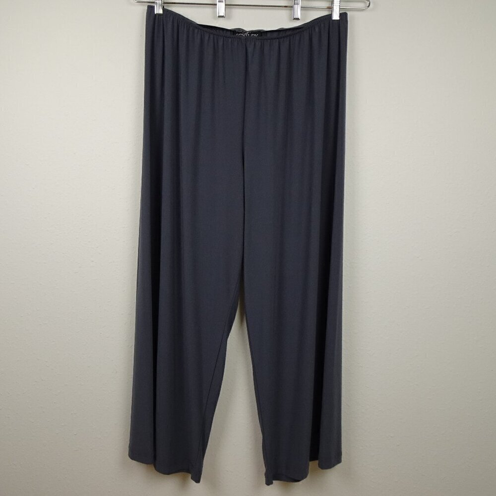 Alex Evenings Wide Leg Pants Women's Plus Size 3X Gray Chiffon Dressy Straight